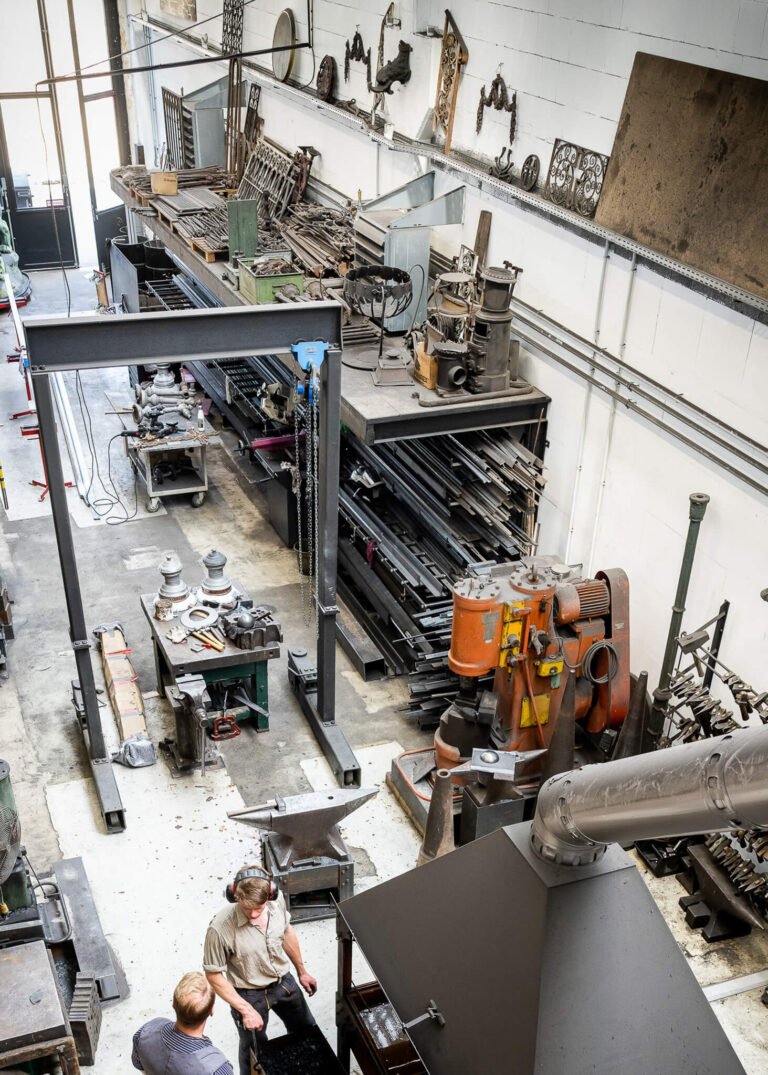 Ansicht aus der Vogelperspektive in die Räumlichkeiten der Schmiede Lehmann in Hamburg